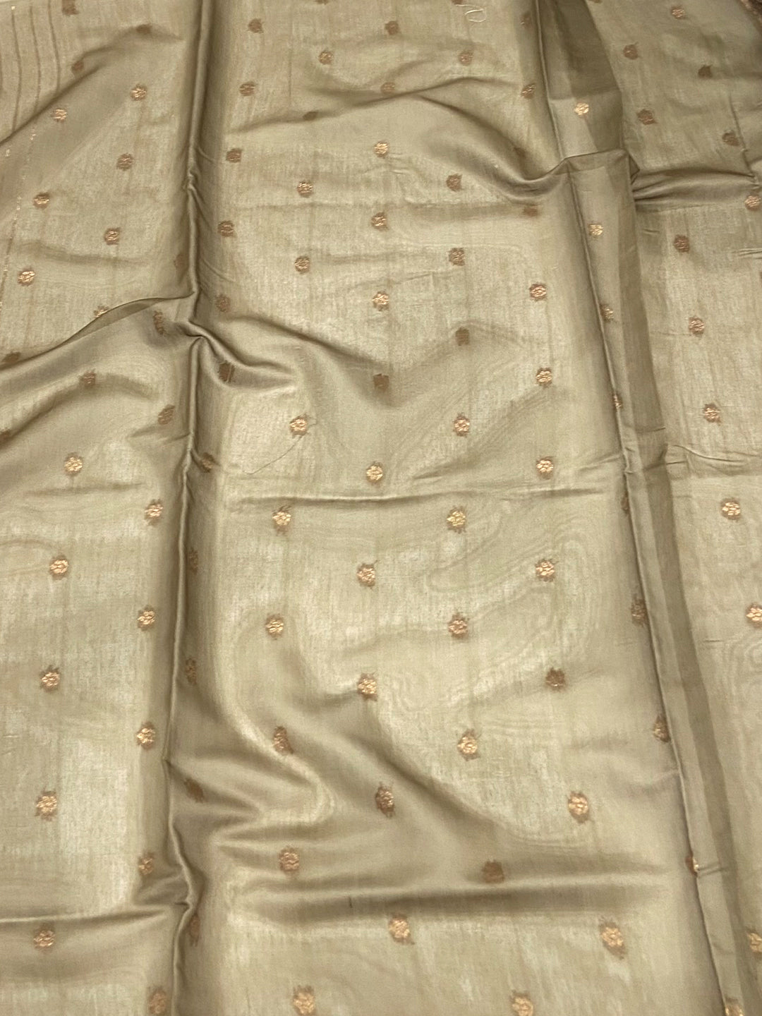 Beige Banarasi Silk Katan Geometric Saree
