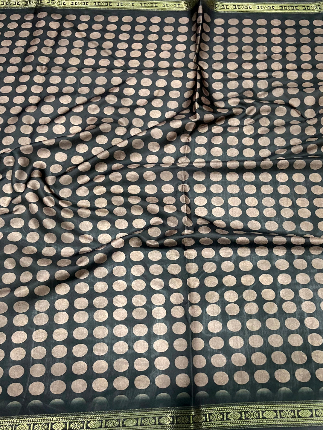 Pista Soft Silk Polka Dot Print Saree by My Store