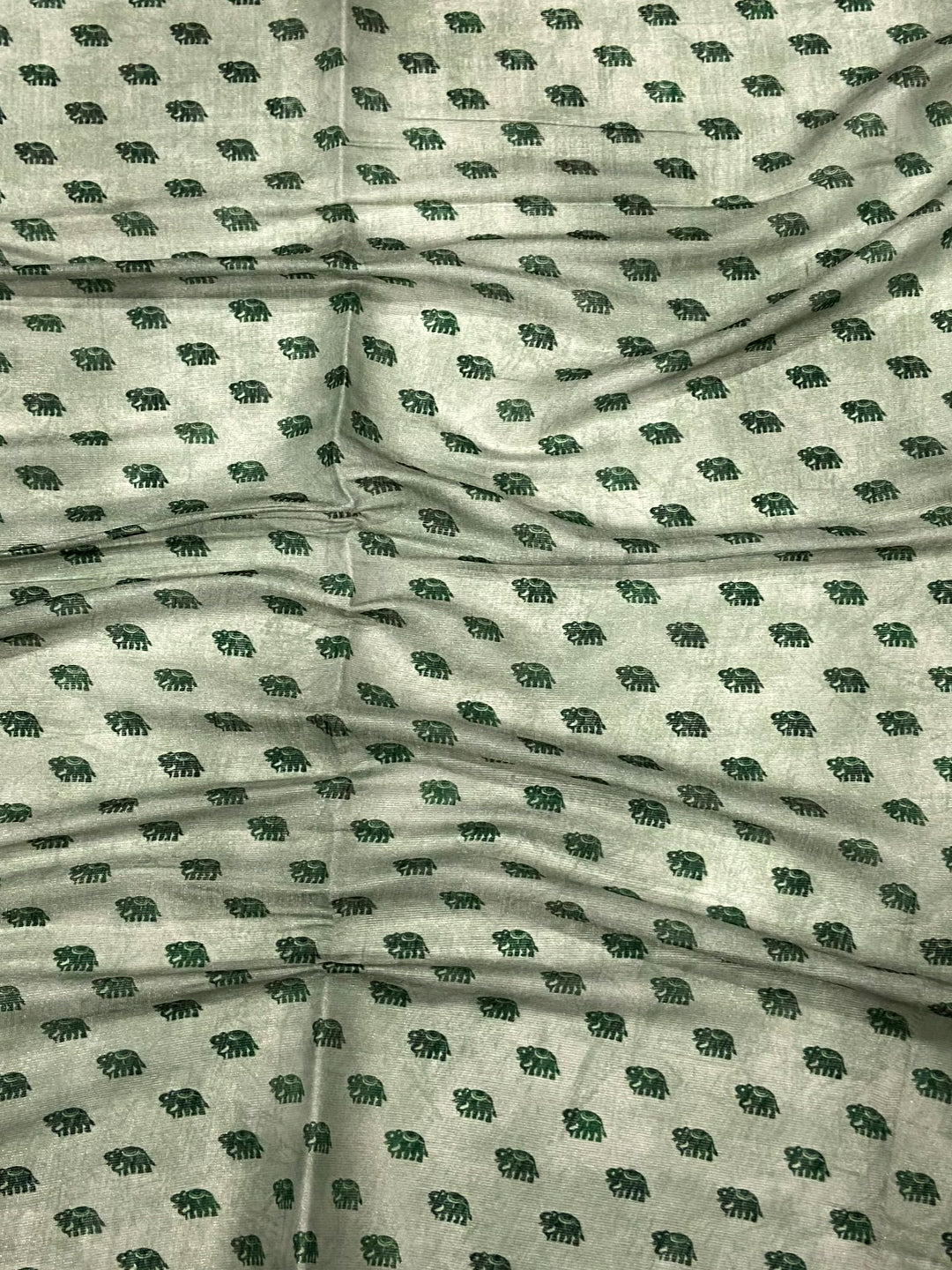 Sage Green Warli Art Tissue Chanderi Saree by My Store