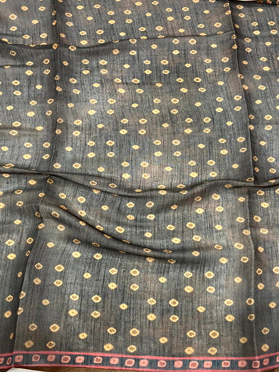 Grey Chanderi Bandhej Digital Print Saree by My Store