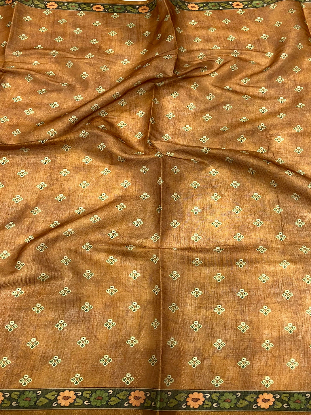 Pista Tissue Bandhej Kalamkari Saree by My Store