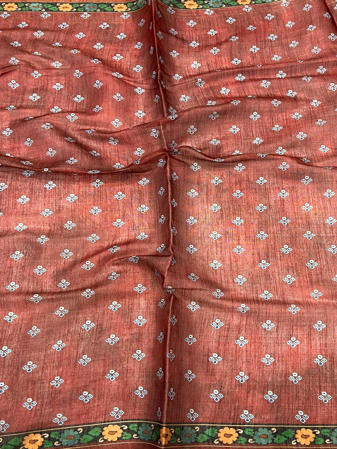 Blue Tissue Bandhej Kalamkari Saree by My Store