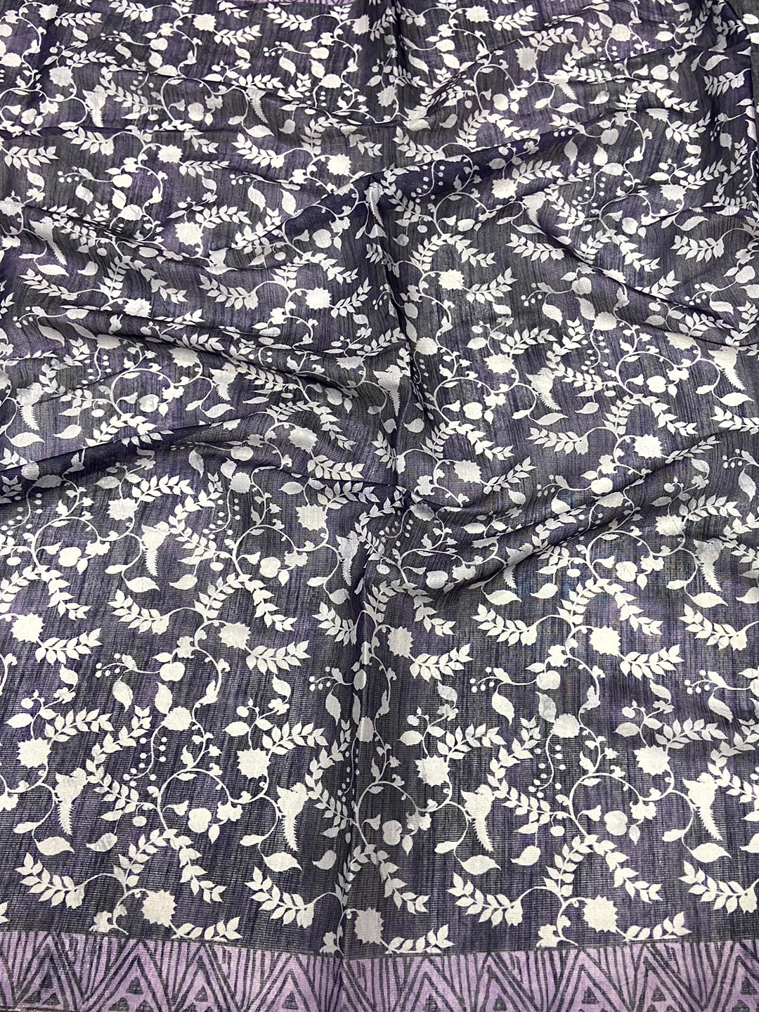 Purple Kalamkari Block Print Chanderi Saree by My Store