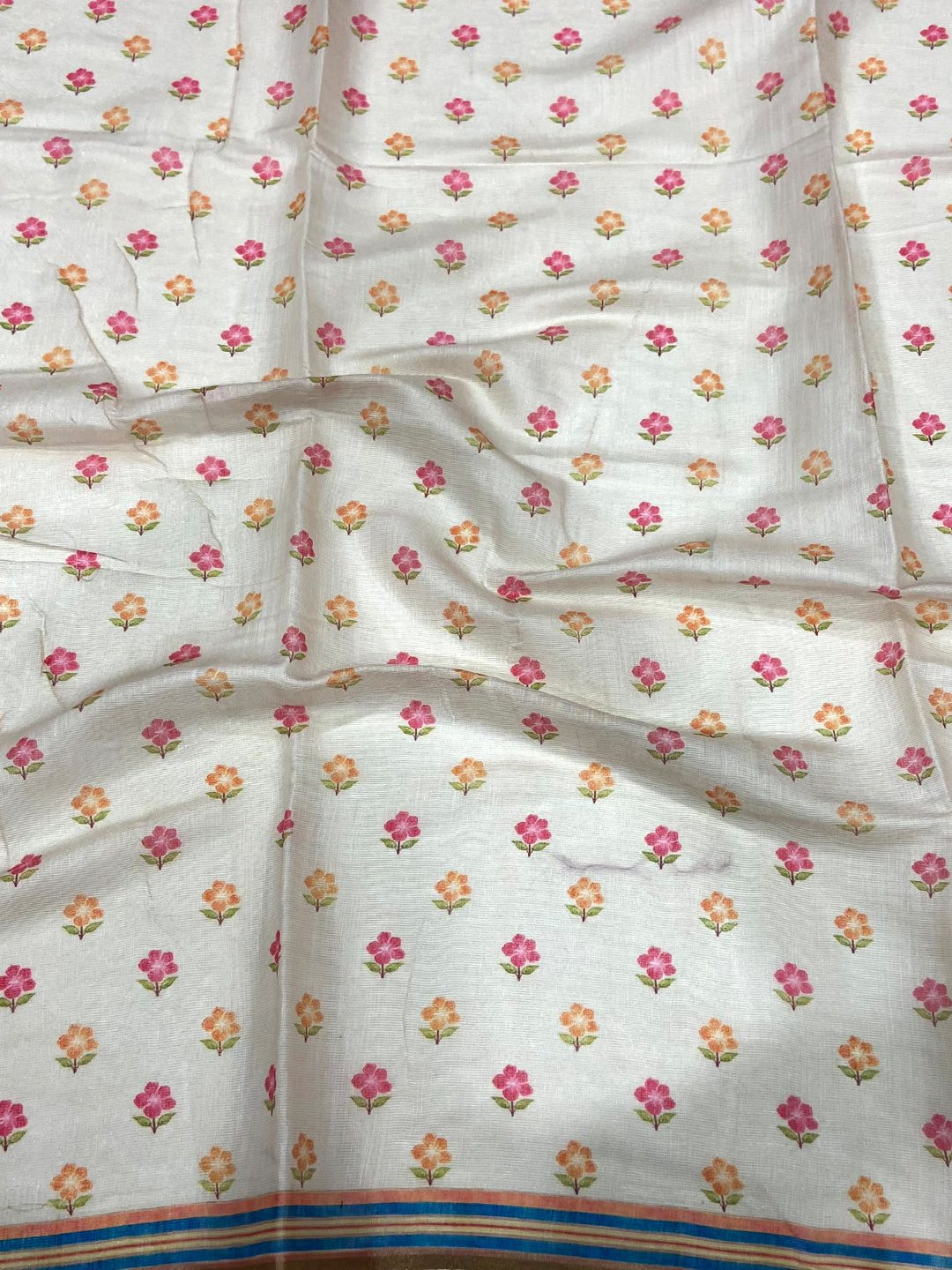 Floral Breeze Blue Chanderi Saree by My Store