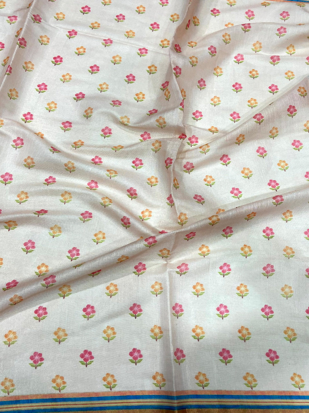Floral Blush Pink Chanderi Saree by My Store