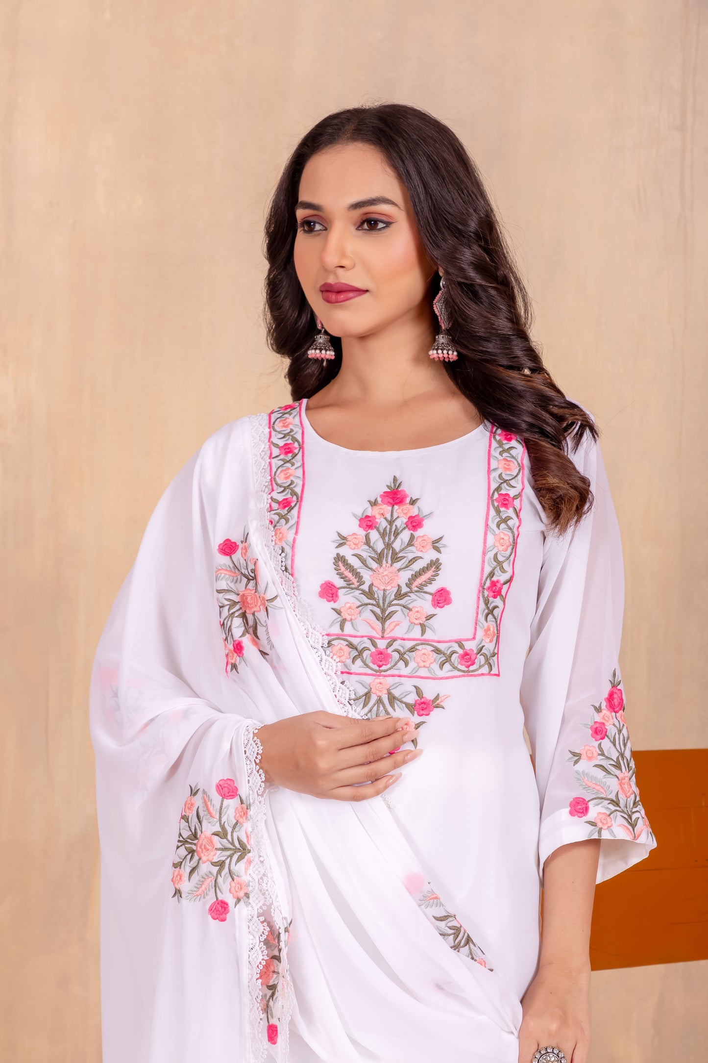 Georgette White Kurta Set