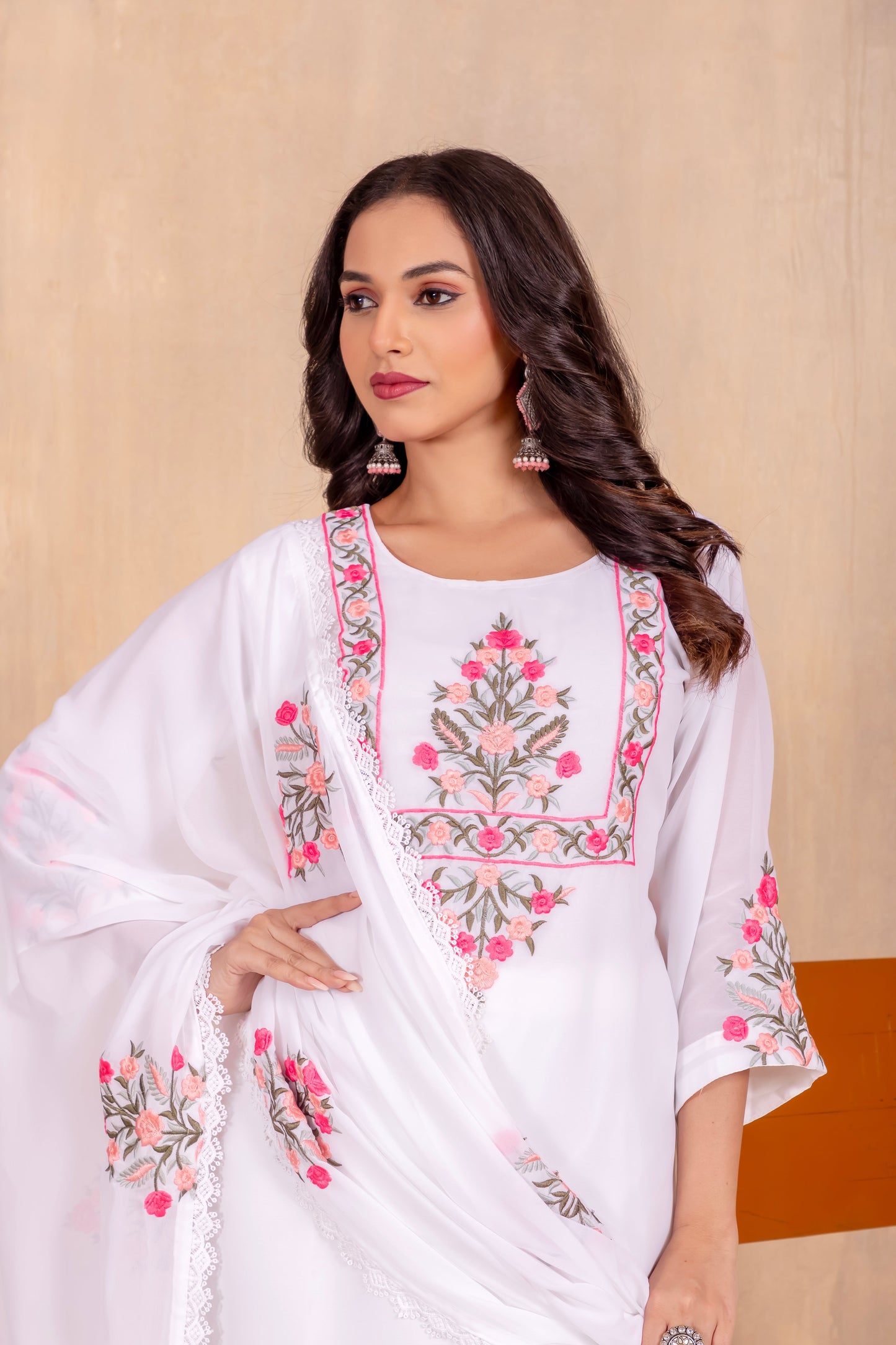 Georgette White Kurta Set