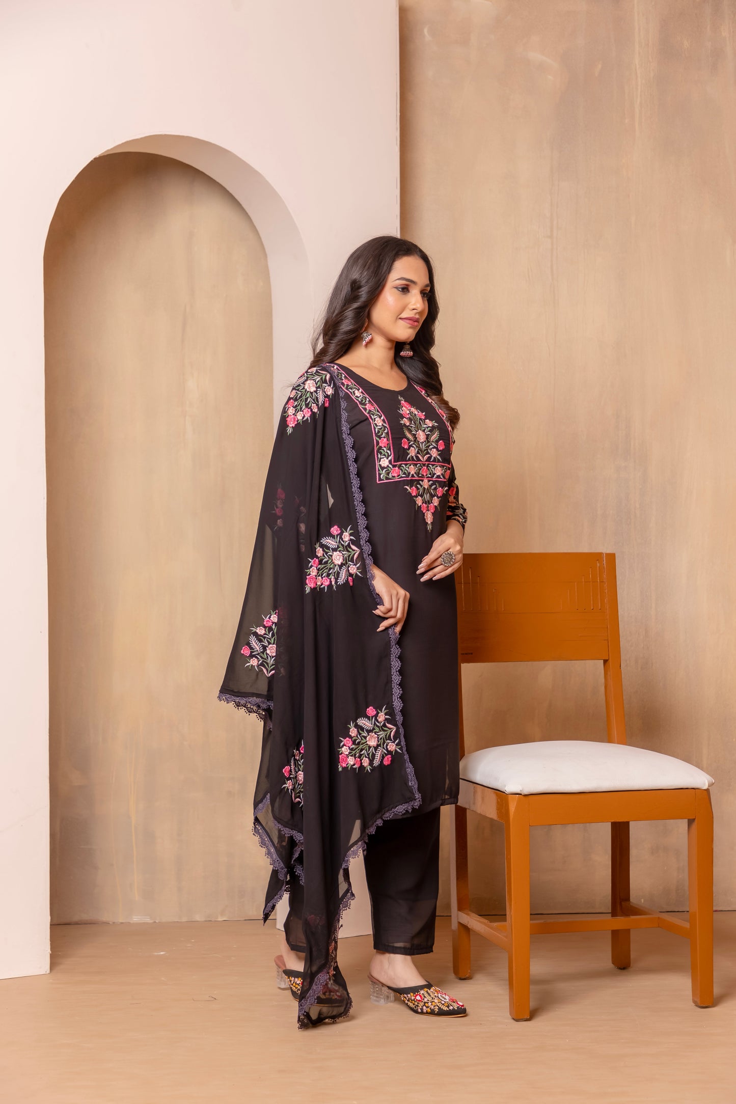 Georgette Black Kurta Set
