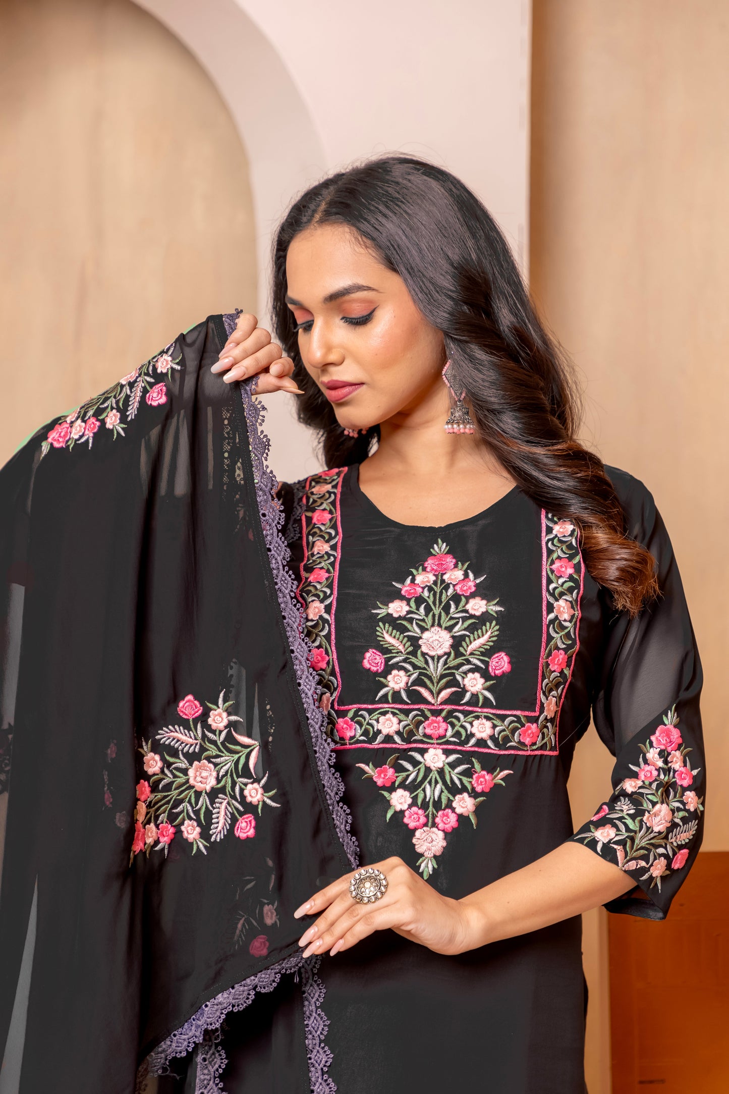 Georgette Black Kurta Set