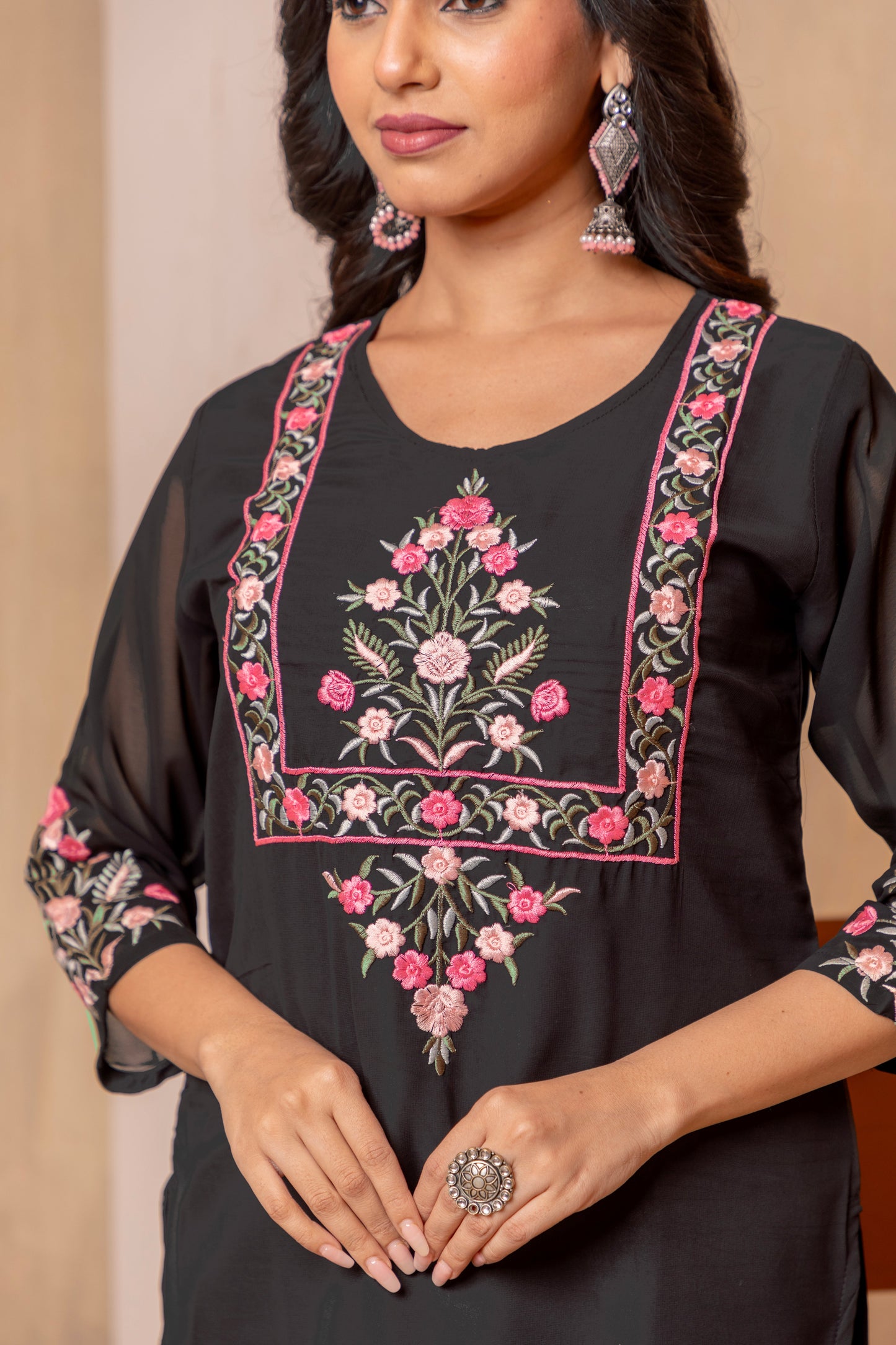 Georgette Black Kurta Set