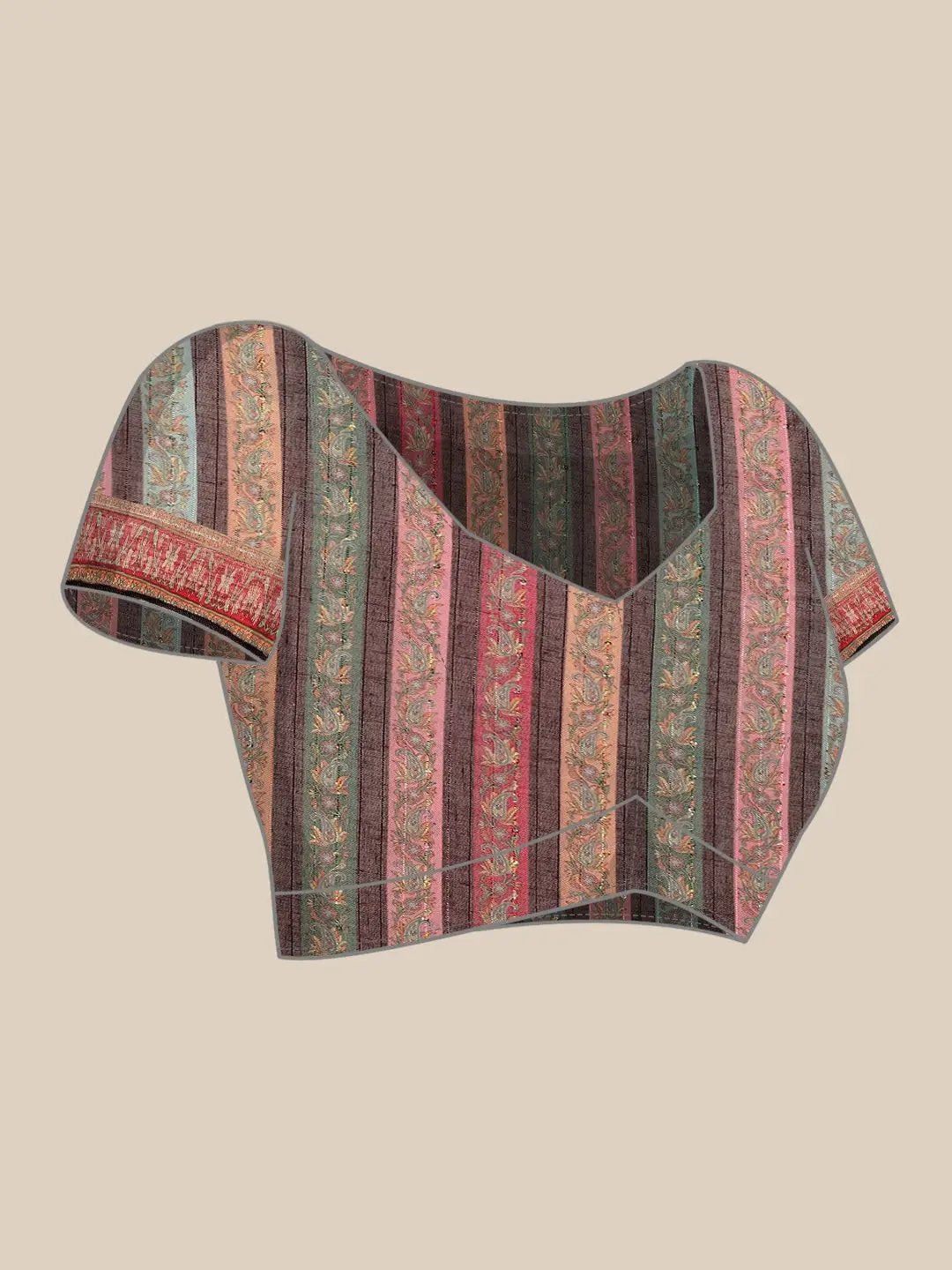 Soft Linen Mughal and Kalamkari Print Saree by My Store