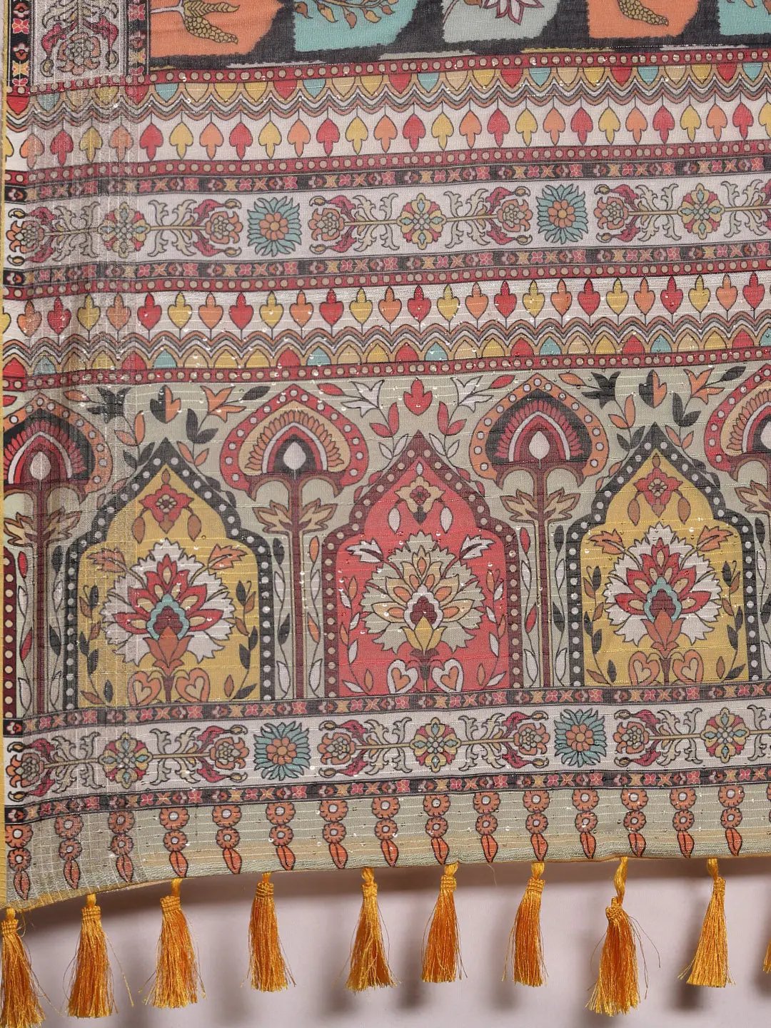 Soft Linen Kalamkari Block Print Party Wear Saree by My Store