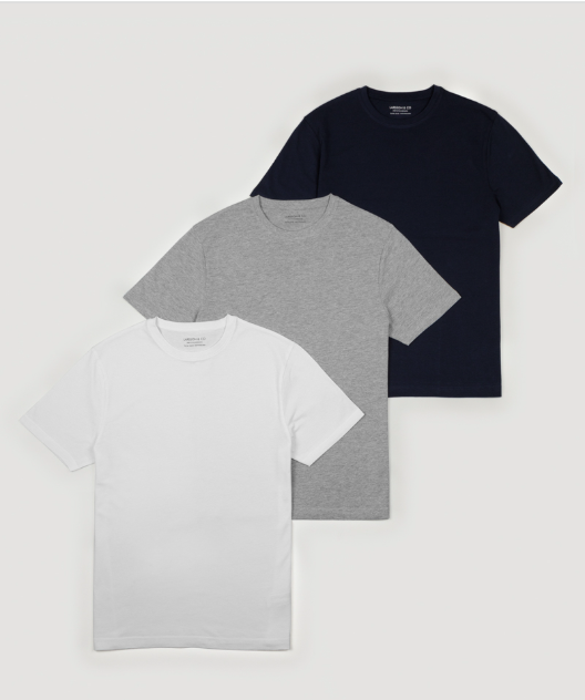 Navy, Grey & White 3 Pack Short Sleeve T-Shirts