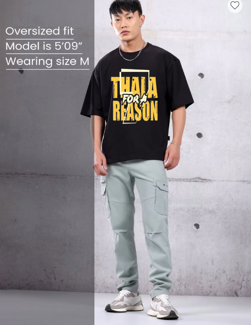 THALA BLACK OVERSIZED T-SHIRT