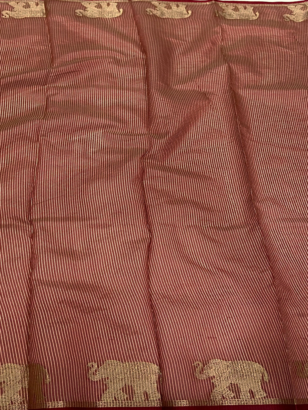 Cream Pure Silk Bandhani Butti Saree by My Store