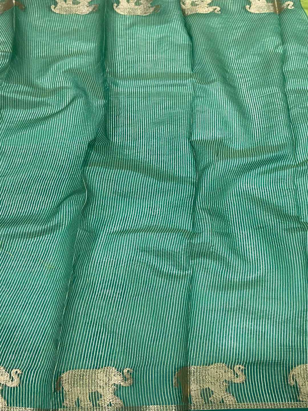 Green Pure Silk Bandhani Butti Saree by My Store