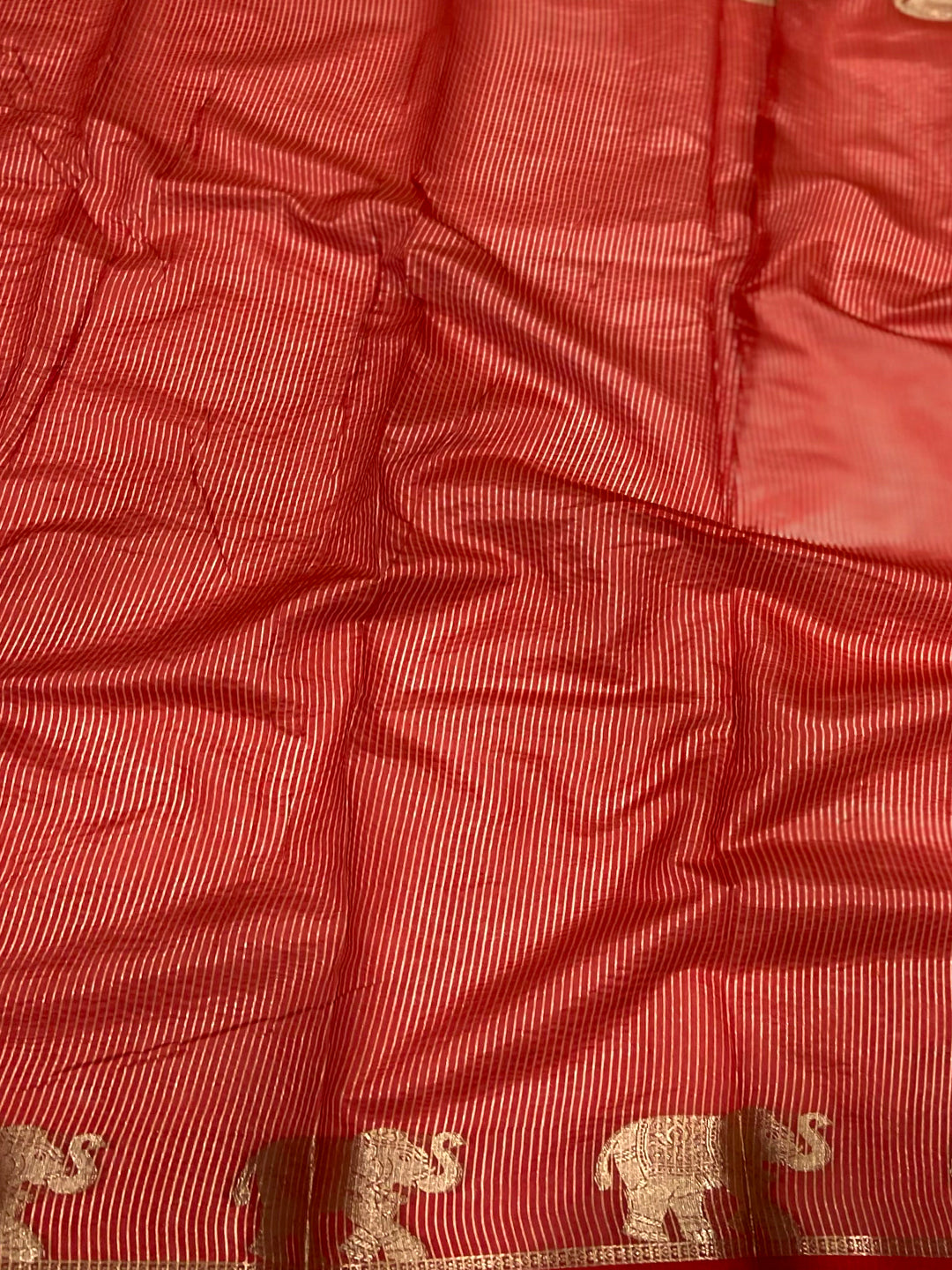 Orange Pure Silk Bandhani Butti Saree by My Store