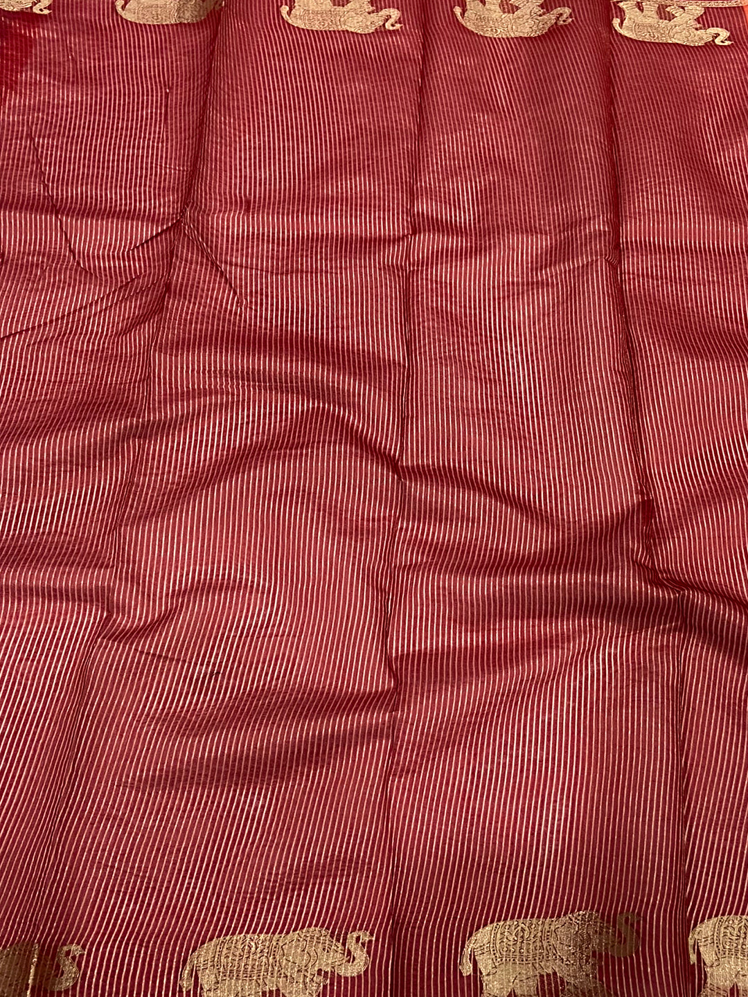 Peach Pure Silk Bandhani Butti Saree by My Store