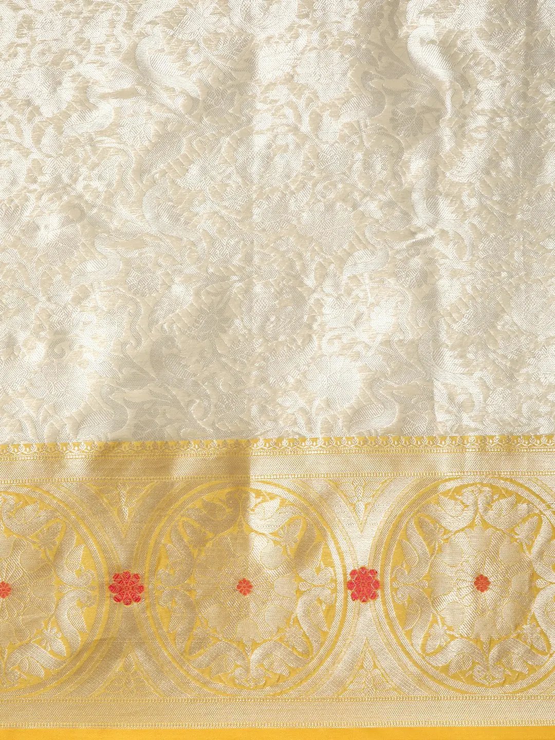 Fine Kora Zari Silk Saree With Ethnic Motifs by My Store