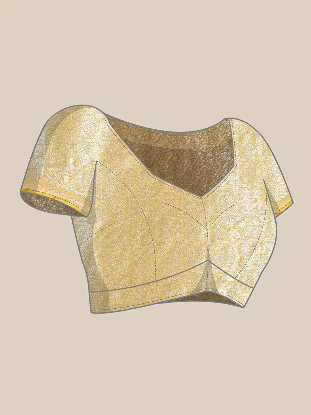 Fine Kora Zari Silk Saree With Ethnic Motifs by My Store