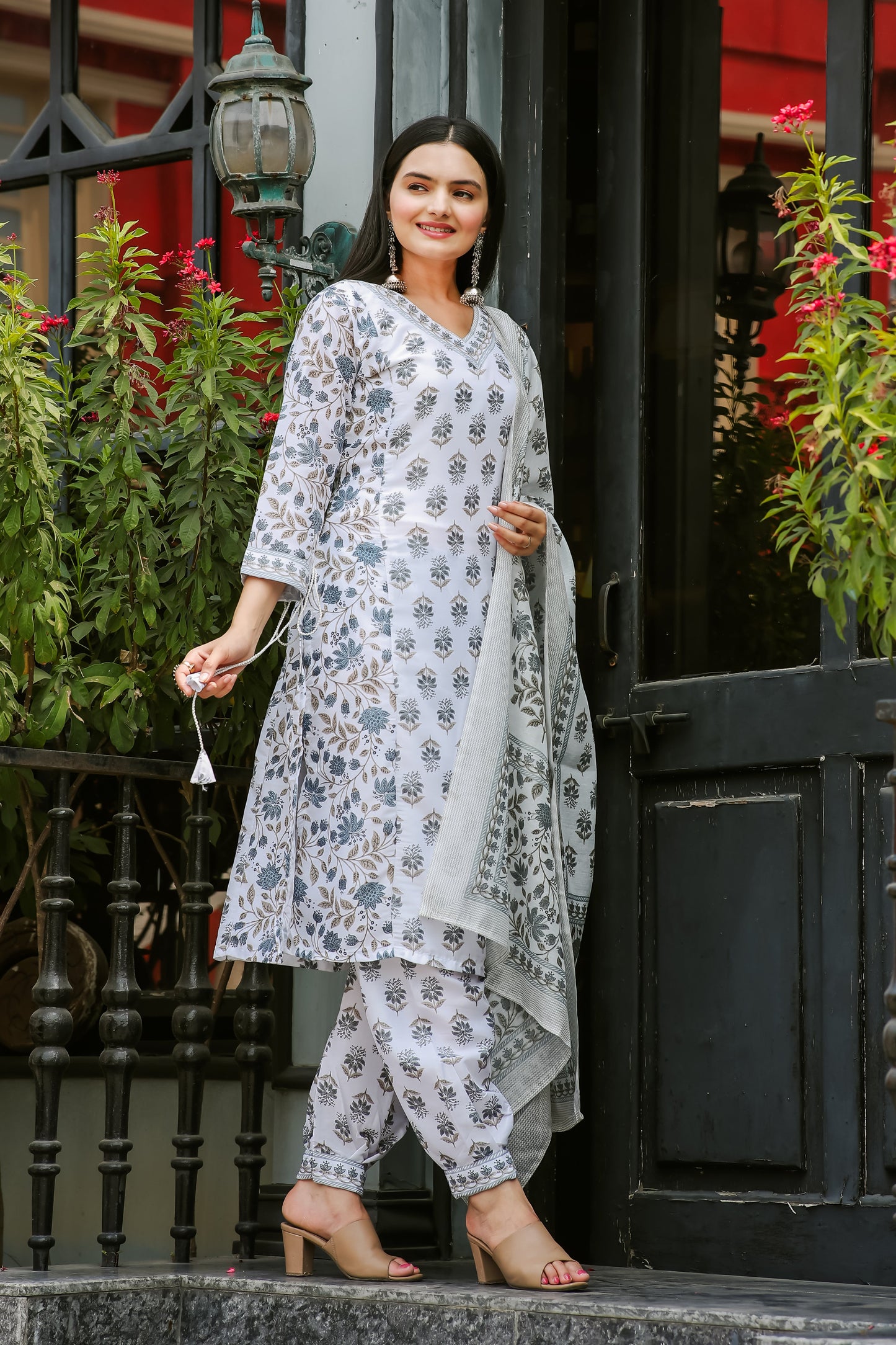 Casual Wear Printed Cotton Kurta Set