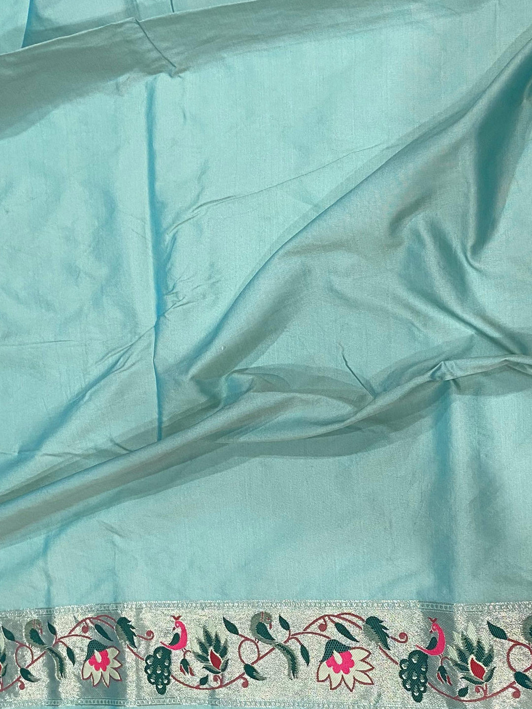 Sky Blue Silk Blend Woven Zari Work Paithani Saree