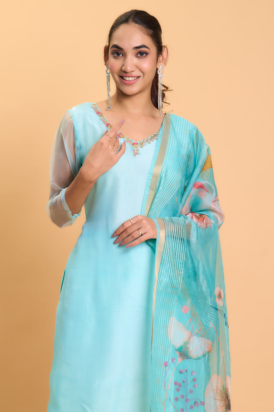 Women Wear Viscos Sky Blue Kurta Set