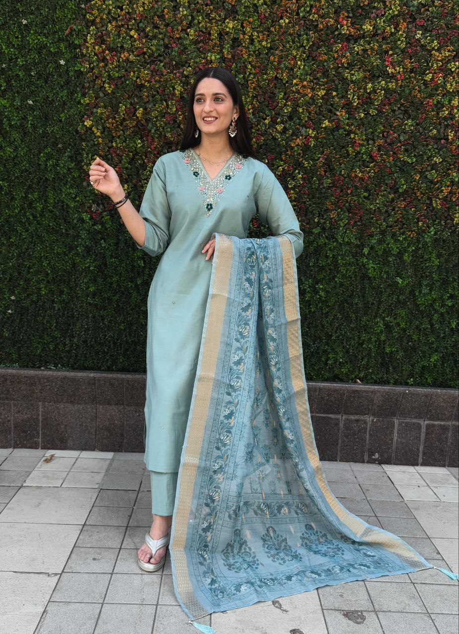 Elegant Sky Blue Ethnic Set For Laddies