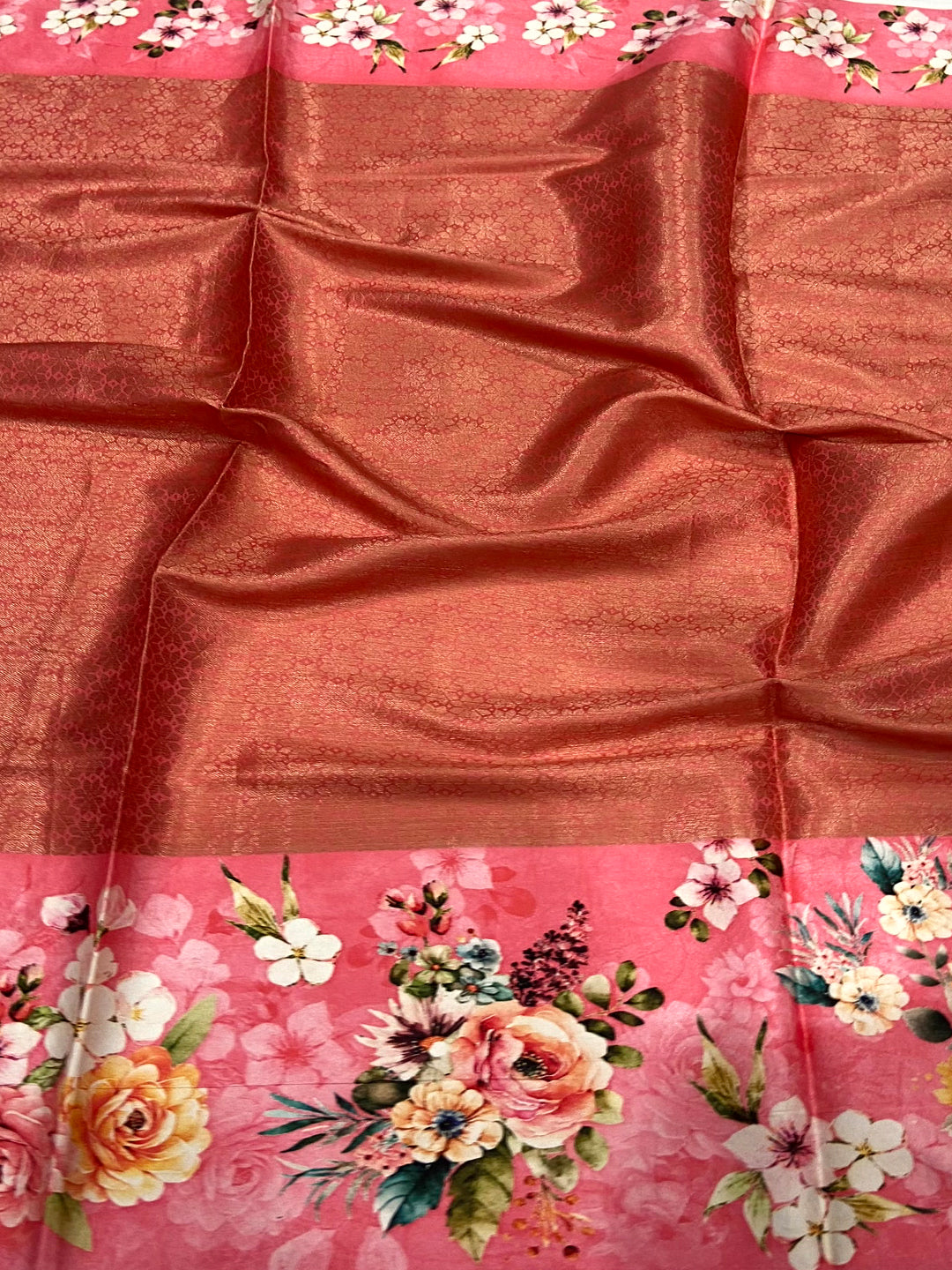 Pink Zari Zigzag Kota Doriya Saree by My Store