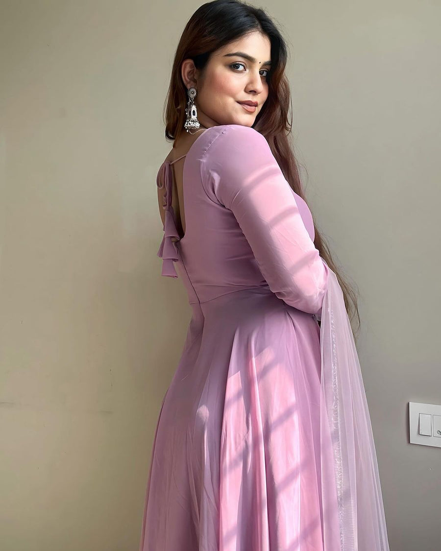 Kanak Mishra In Onion Color Anarkali Three Piece Suit by My Store