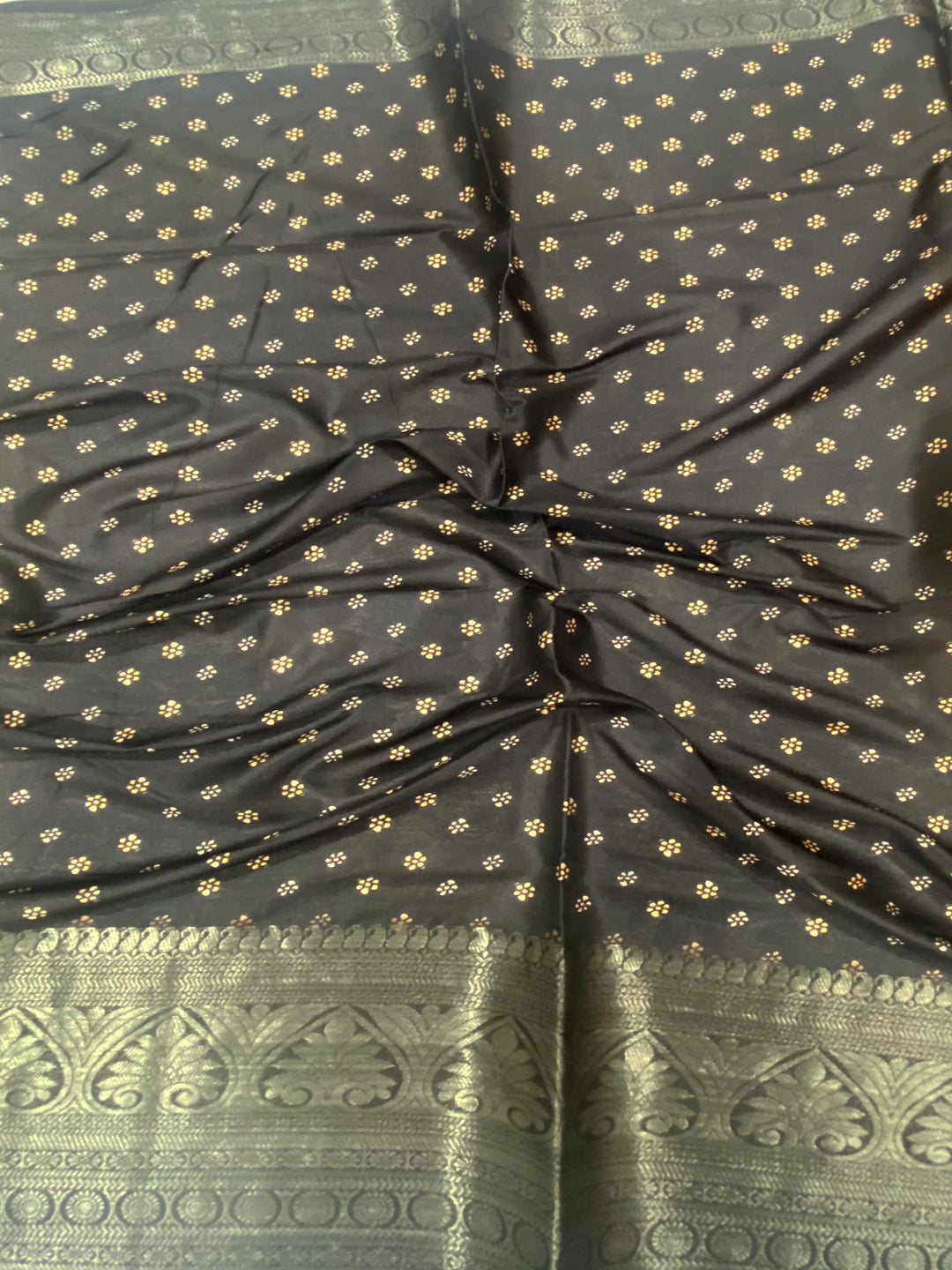 Black Silk Abstract Striped Kalamkari Pallu Saree