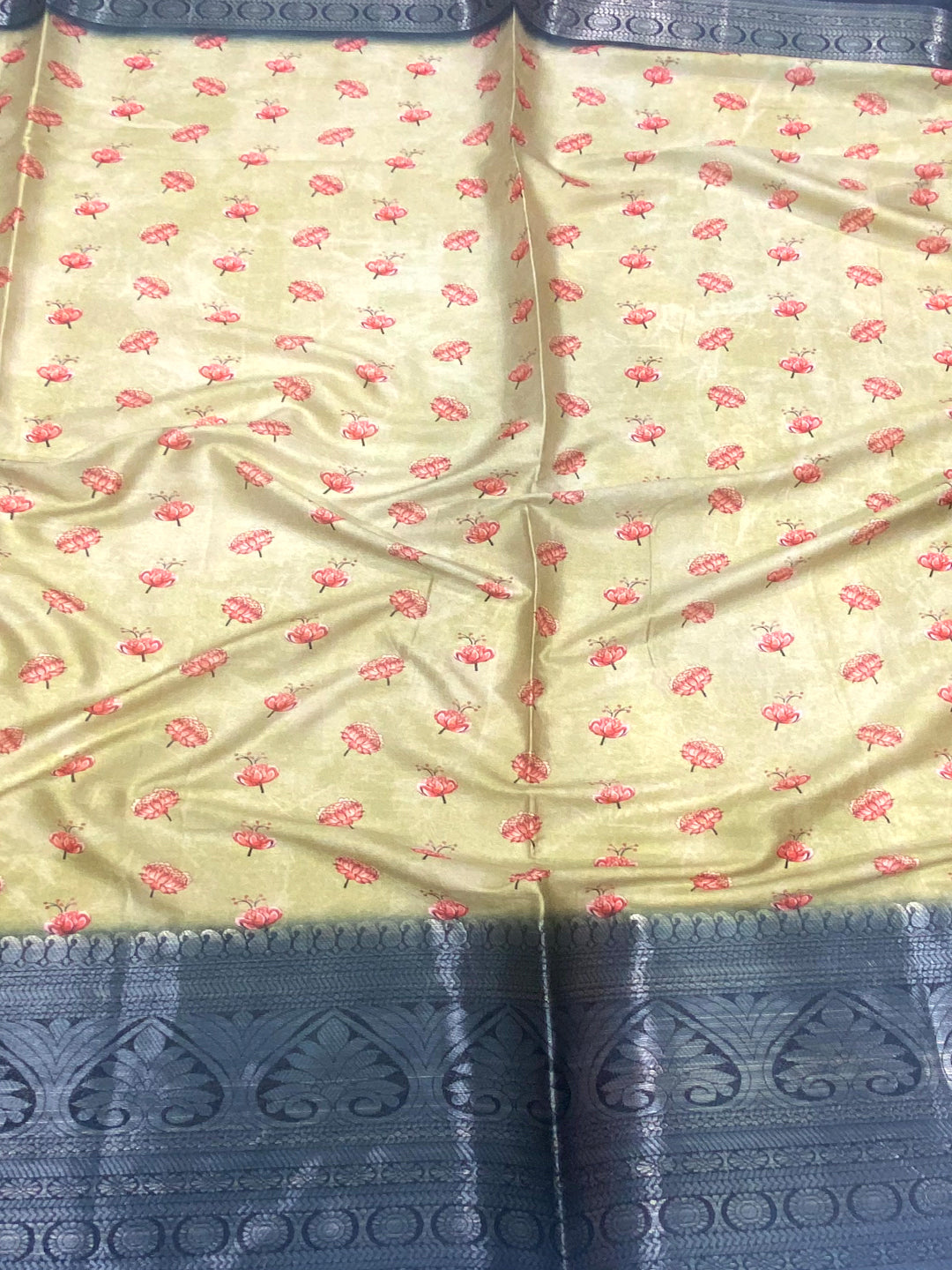 Pista Soft Silk Floral Ombre Print Saree by My Store