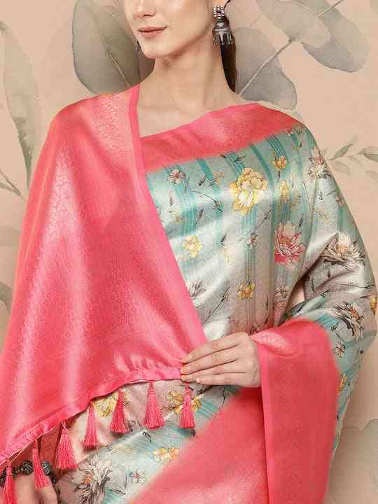 Banarasi Soft Silk Print Party Wear Saree