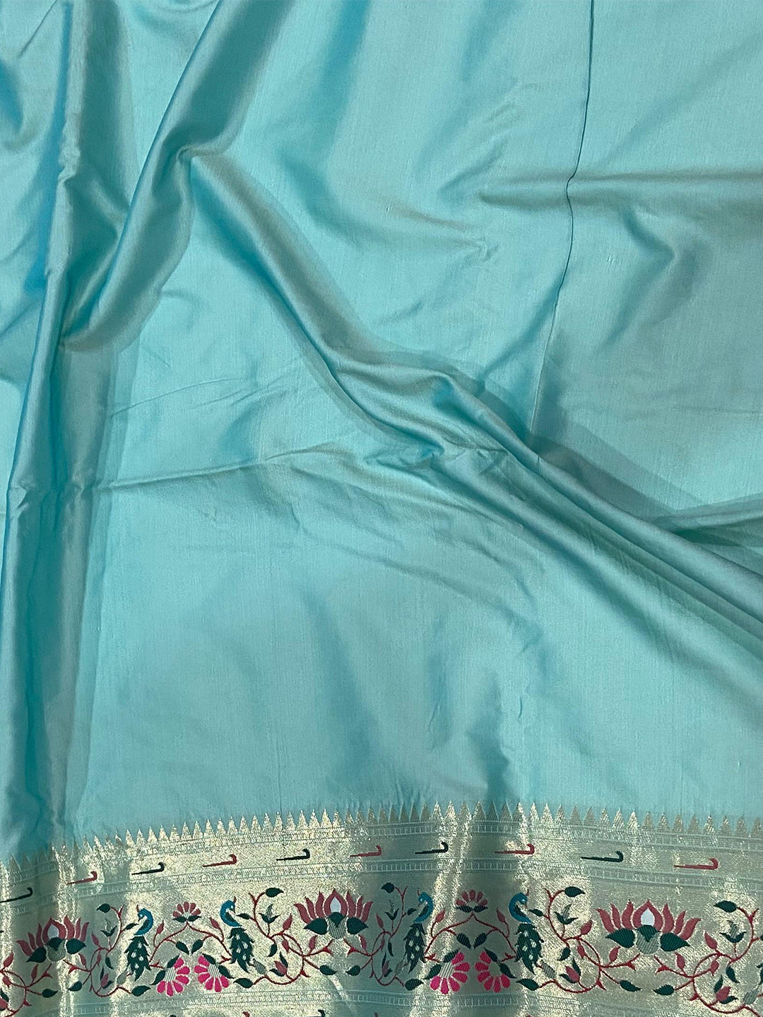 Sky Blue Yevla Paithani Meenakari Saree by My Store