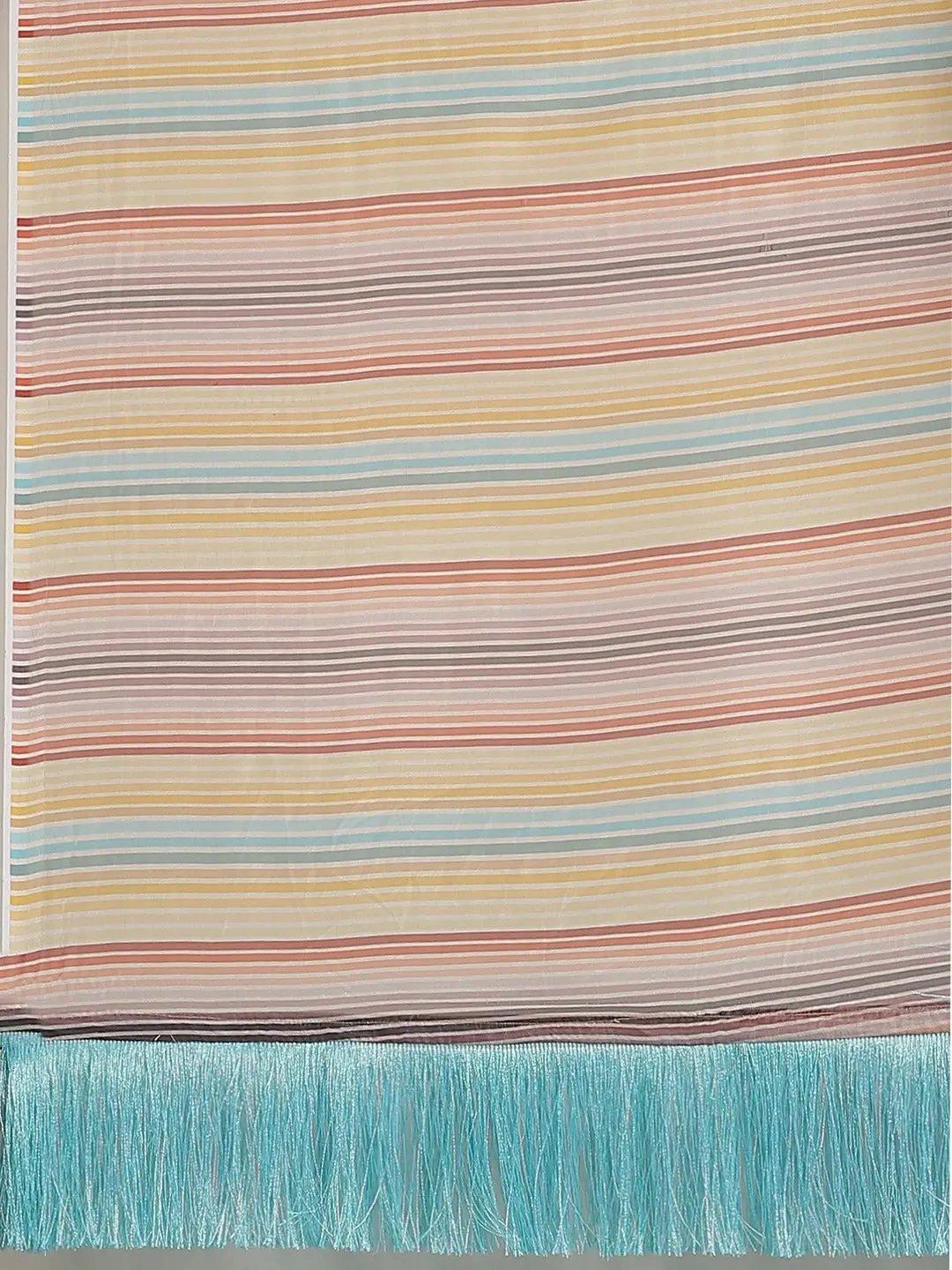 Stylish Yellow Colour Striped Silk Saree With Resham Tassel by My Store