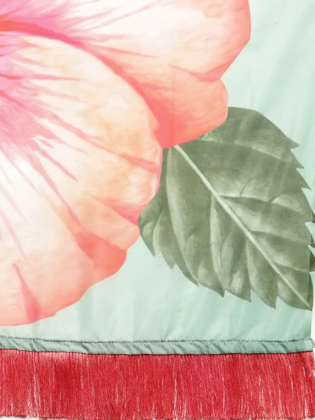 Pink Colour Floral Printed Pure Tebi Silk Saree With Resham Tassel by My Store