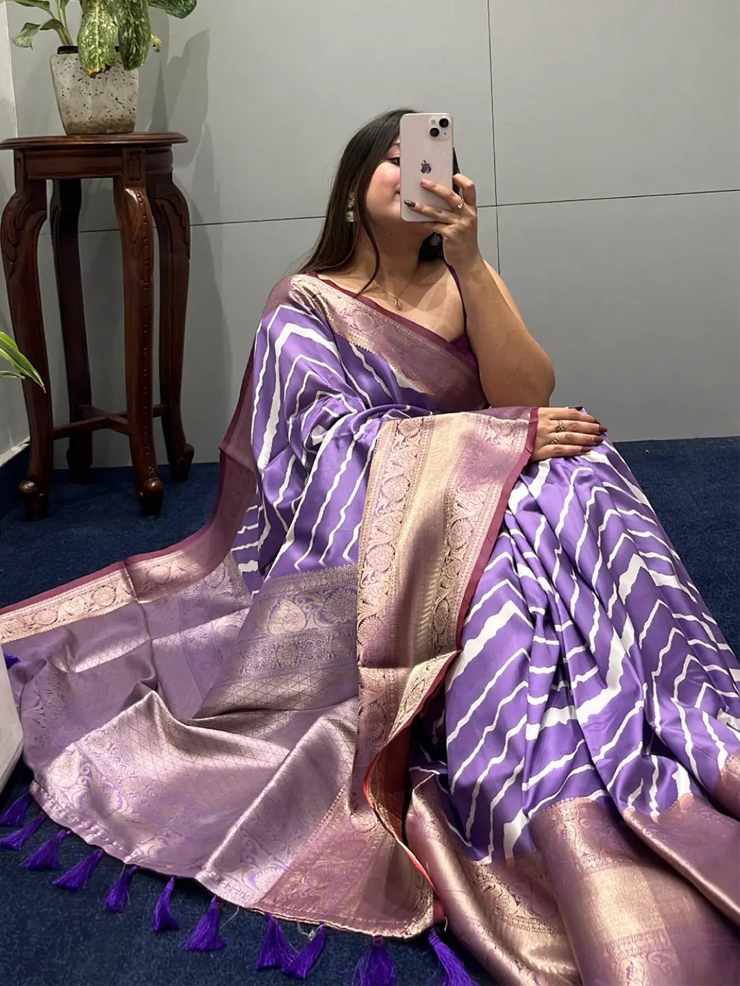 Exclusive Kanchi Zari Border Leheriya Design Party Wear Saree by My Store