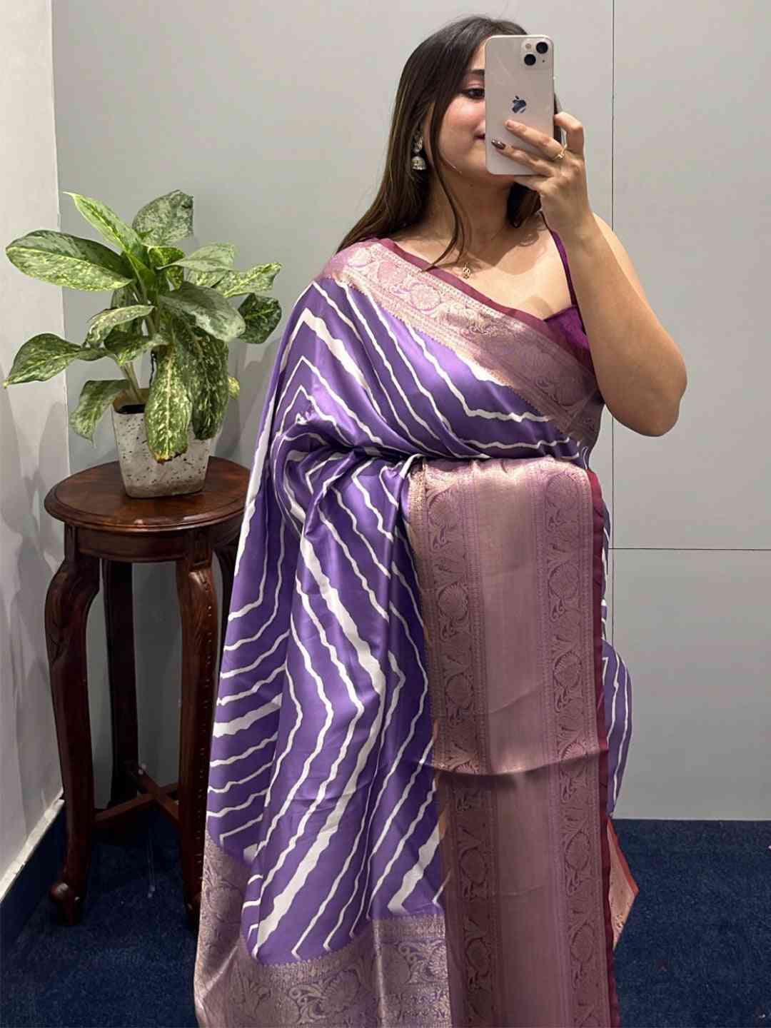 Exclusive Kanchi Zari Border Leheriya Design Party Wear Saree by My Store