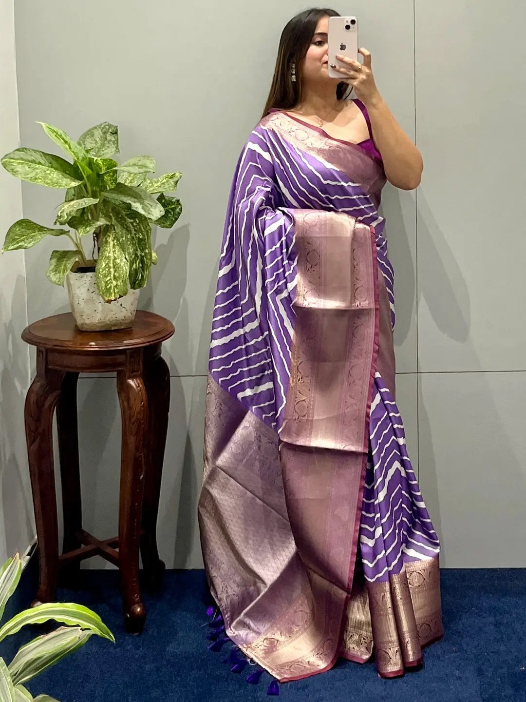 Exclusive Kanchi Zari Border Leheriya Design Party Wear Saree by My Store