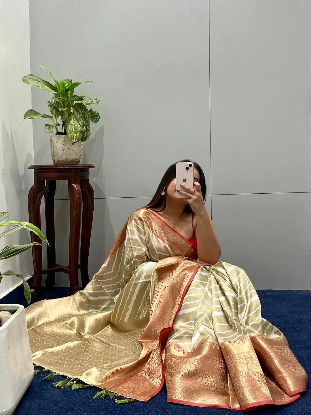 Exclusive Kanchi Zari Border Leheriya Design Party Wear Saree by My Store