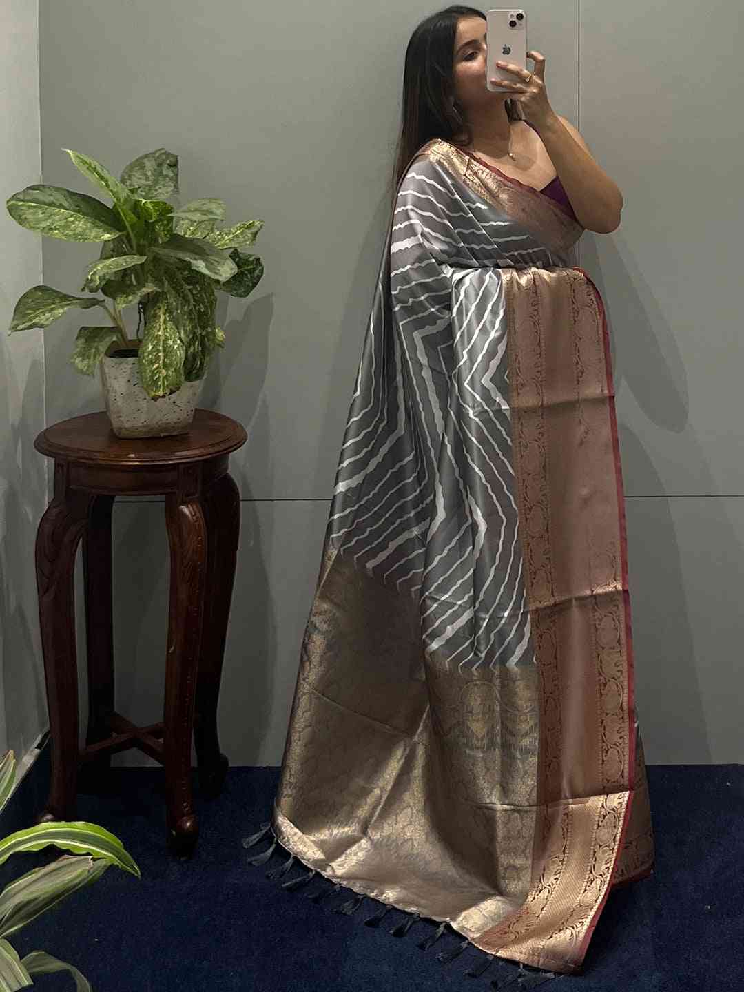 Exclusive Kanchi Zari Border Leheriya Design Party Wear Saree by My Store