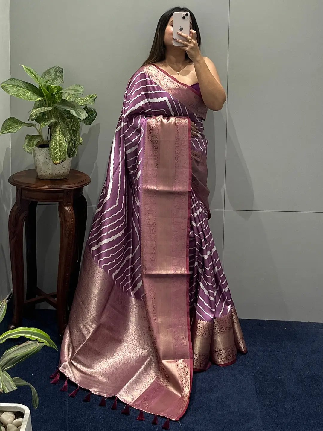 Exclusive Kanchi Zari Border Leheriya Design Party Wear Saree by My Store