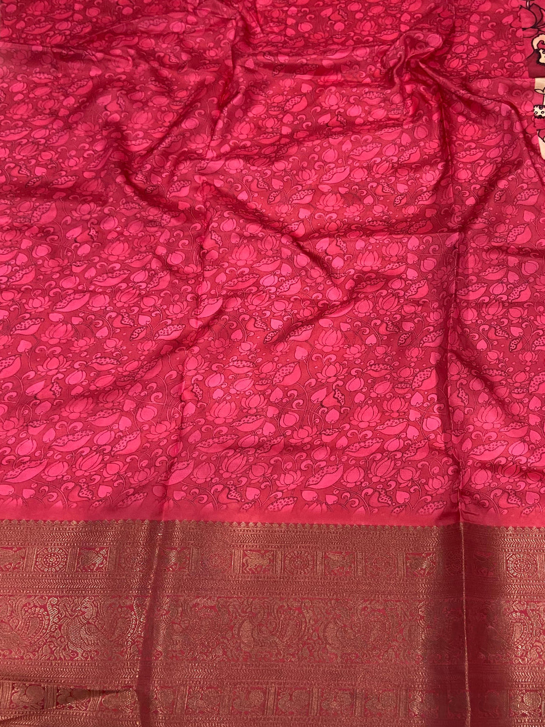 Pink Serenity Soft Silk Kalamkari Saree by My Store