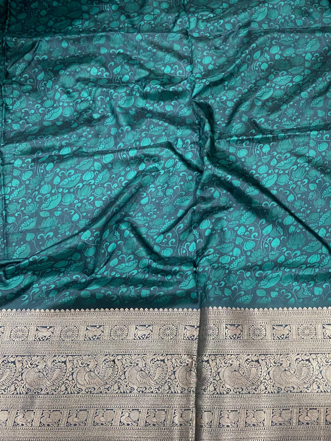 Ocean Teal Soft Silk Kalamkari Saree by My Store