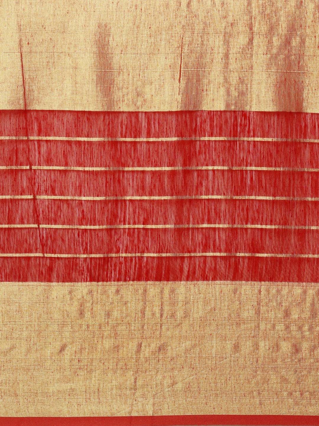 Orange Kota Doria Zari Butti Festive Wear Saree by My Store