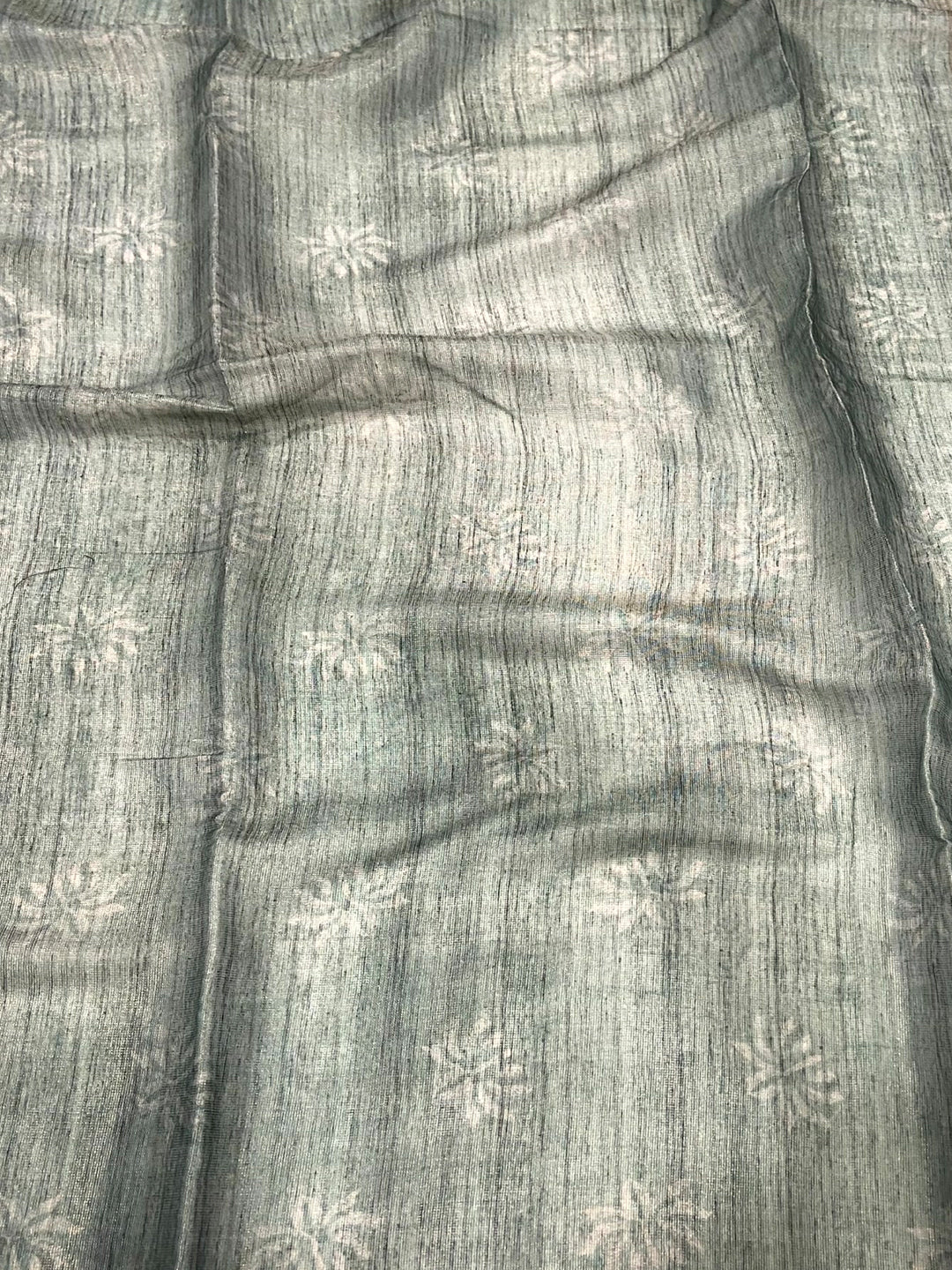 Sky Blue Tissue Chanderi Floral Abstract Saree by My Store