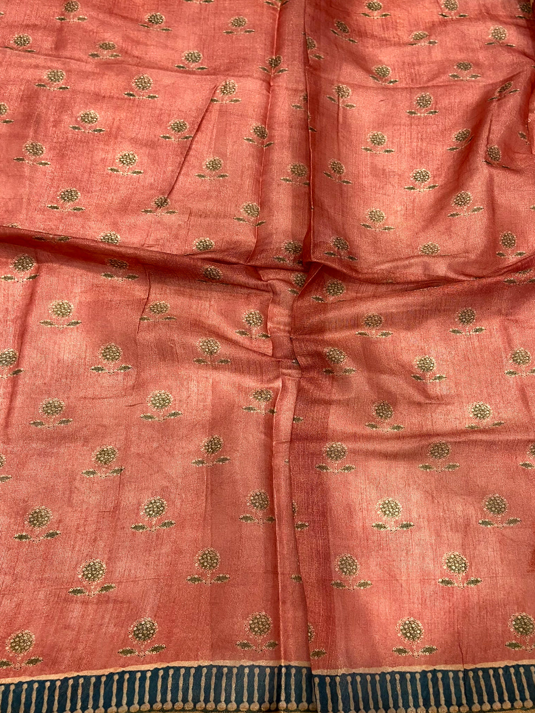 Rose Red Floral Chanderi Saree by My Store