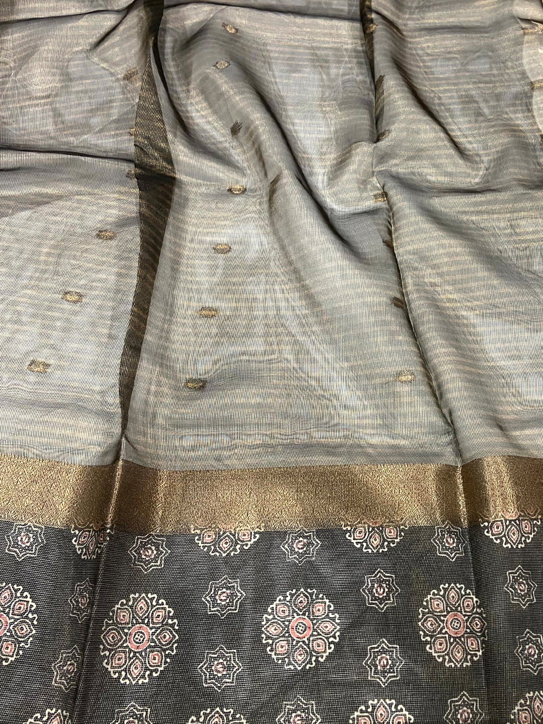 Light Maroon Tissue Striped Digital Printed Saree by My Store