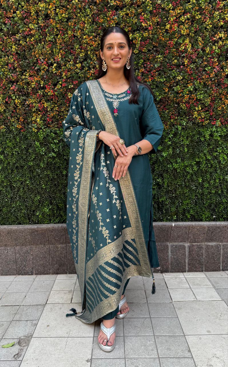 Elegant Turquoise Kurta Set for Women – Designer Ethnic Wear