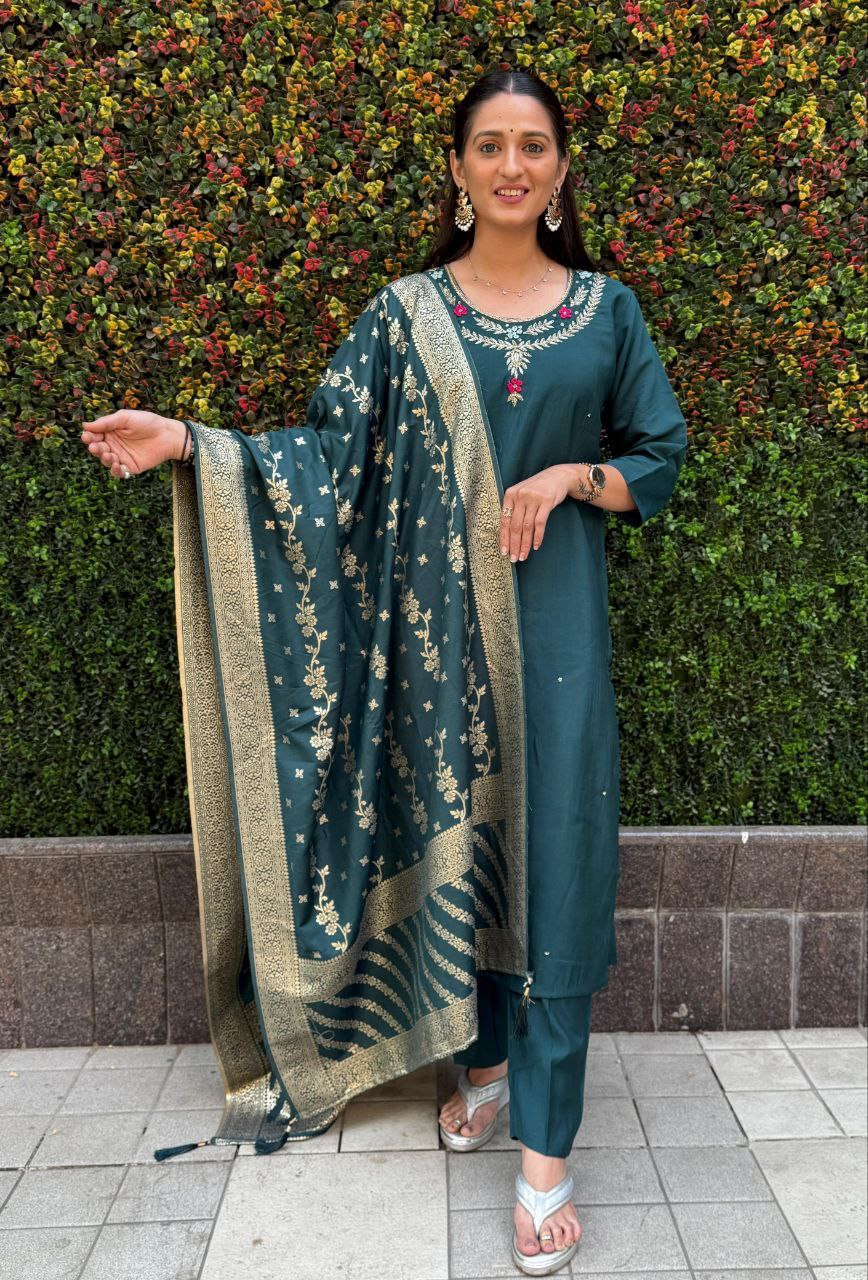 Elegant Turquoise Kurta Set for Women – Designer Ethnic Wear